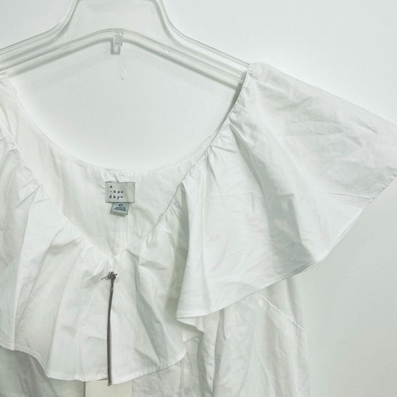 A New Day Women Dress XL Mini White Ruffle Multi Tiered Flutter Short Sleeve New - Picture 4 of 8